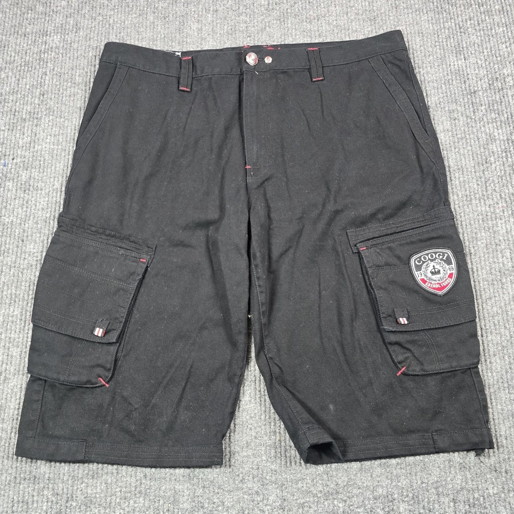 Coogi Cargo Shorts Mens 42‎ Black Nautical Flag Pocket Cotton Streetwear